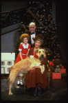 Allison Smith as Annie, Alice Ghostley as Miss Hannigan, John Schuck as Daddy Warbucks w. Sandy in a scene from the Broadway production of the musical "Annie."
