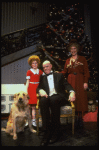 Allison Smith as Annie, Alice Ghostley as Miss Hannigan, John Schuck as Daddy Warbucks w. Sandy in a scene from the Broadway production of the musical "Annie."