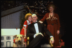 Allison Smith as Annie, Alice Ghostley as Miss Hannigan, John Schuck as Daddy Warbucks w. Sandy in a scene from the Broadway production of the musical "Annie."