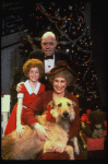 Allison Smith as Annie, Alice Ghostley as Miss Hannigan, John Schuck as Daddy Warbucks w. Sandy in a scene from the Broadway production of the musical "Annie."