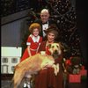 Allison Smith as Annie, Alice Ghostley as Miss Hannigan, John Schuck as Daddy Warbucks w. Sandy in a scene from the Broadway production of the musical "Annie."