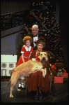 Allison Smith as Annie, Alice Ghostley as Miss Hannigan, John Schuck as Daddy Warbucks w. Sandy in a scene from the Broadway production of the musical "Annie."