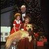 Allison Smith as Annie, Alice Ghostley as Miss Hannigan, John Schuck as Daddy Warbucks w. Sandy in a scene from the Broadway production of the musical "Annie."