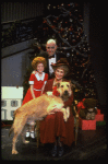 Allison Smith as Annie, Alice Ghostley as Miss Hannigan, John Schuck as Daddy Warbucks w. Sandy in a scene from the Broadway production of the musical "Annie."