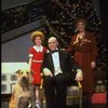 Allison Smith as Annie, Alice Ghostley as Miss Hannigan, John Schuck as Daddy Warbucks w. Sandy in a scene from the Broadway production of the musical "Annie."