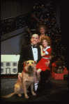 Allison Smith as Annie, Alice Ghostley as Miss Hannigan, John Schuck as Daddy Warbucks w. Sandy in a scene from the Broadway production of the musical "Annie."