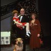 Allison Smith as Annie, Alice Ghostley as Miss Hannigan, John Schuck as Daddy Warbucks w. Sandy in a scene from the Broadway production of the musical "Annie."