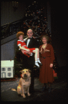 Allison Smith as Annie, Alice Ghostley as Miss Hannigan, John Schuck as Daddy Warbucks w. Sandy in a scene from the Broadway production of the musical "Annie."