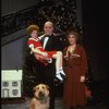 Allison Smith as Annie, Alice Ghostley as Miss Hannigan, John Schuck as Daddy Warbucks w. Sandy in a scene from the Broadway production of the musical "Annie."