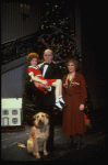 Allison Smith as Annie, Alice Ghostley as Miss Hannigan, John Schuck as Daddy Warbucks w. Sandy in a scene from the Broadway production of the musical "Annie."