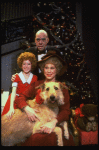 Allison Smith as Annie, Alice Ghostley as Miss Hannigan, John Schuck as Daddy Warbucks w. Sandy in a scene from the Broadway production of the musical "Annie."