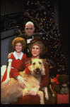 Allison Smith as Annie, Alice Ghostley as Miss Hannigan, John Schuck as Daddy Warbucks w. Sandy in a scene from the Broadway production of the musical "Annie."