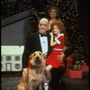 Allison Smith as Annie, Alice Ghostley as Miss Hannigan, John Schuck as Daddy Warbucks w. Sandy in a scene from the Broadway production of the musical "Annie."