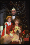 Allison Smith as Annie, Alice Ghostley as Miss Hannigan, John Schuck as Daddy Warbucks w. Sandy in a scene from the Broadway production of the musical "Annie."