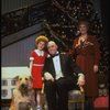 Allison Smith as Annie, Alice Ghostley as Miss Hannigan, John Schuck as Daddy Warbucks w. Sandy in a scene from the Broadway production of the musical "Annie."