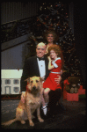 Allison Smith as Annie, Alice Ghostley as Miss Hannigan, John Schuck as Daddy Warbucks w. Sandy in a scene from the Broadway production of the musical "Annie."