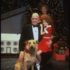 Allison Smith as Annie, Alice Ghostley as Miss Hannigan, John Schuck as Daddy Warbucks w. Sandy in a scene from the Broadway production of the musical "Annie."