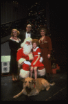 Allison Smith, Alice Ghostley, John Schuck and Mary Bracken Phillips w. Sandy and Santa Claus in a scene from the Broadway production of the musical "Annie."