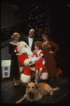 Allison Smith, Alice Ghostley, John Schuck and Mary Bracken Phillips w. Sandy and Santa Claus in a scene from the Broadway production of the musical "Annie."