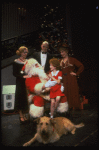 Allison Smith, Alice Ghostley, John Schuck and Mary Bracken Phillips w. Sandy and Santa Claus in a scene from the Broadway production of the musical "Annie."