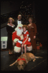 Allison Smith, Alice Ghostley, John Schuck and Mary Bracken Phillips w. Sandy and Santa Claus in a scene from the Broadway production of the musical "Annie."