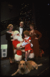Allison Smith, Alice Ghostley, John Schuck and Mary Bracken Phillips w. Sandy and Santa Claus in a scene from the Broadway production of the musical "Annie."