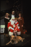 Allison Smith, Alice Ghostley, John Schuck and Mary Bracken Phillips w. Sandy and Santa Claus in a scene from the Broadway production of the musical "Annie."