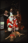Allison Smith, Alice Ghostley, John Schuck and Mary Bracken Phillips w. Sandy and Santa Claus in a scene from the Broadway production of the musical "Annie."