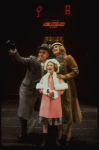 Allison Smith as Annie, John Schuck as Daddy Warbucks and Mary Bracken Phillips as Grace in a scene from the Broadway production of the musical "Annie."