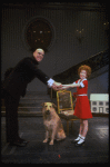 Allison Smith as Annie and John Schuck as Daddy Warbucks w. Sandy in a scene from the Broadway production of the musical "Annie."