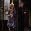 Allison Smith as Annie and Alice Ghostley as Miss Hannigan w. a policeman in a scene from the Broadway production of the musical "Annie."