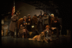 Allison Smith as Annie w. Sandy and Hooverville-ites in a scene from the Broadway production of the musical "Annie."