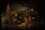 Allison Smith as Annie w. Sandy and Hooverville-ites in a scene from the Broadway production of the musical "Annie."