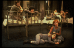 Allison Smith as Annie (L) w. orphans in a scene from the Broadway production of the musical "Annie."