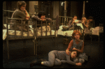 Allison Smith as Annie (L) w. orphans in a scene from the Broadway production of the musical "Annie."