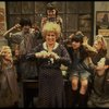 Alice Ghostley as Miss Hannigan w. orphans in a scene from the Broadway production of the musical "Annie."