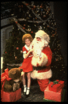 Allison Smith as Annie w. Santa Claus in a scene from the Broadway production of the musical "Annie."