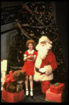 Allison Smith as Annie w. Santa Claus in a scene from the Broadway production of the musical "Annie."