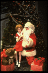 Allison Smith as Annie w. Santa Claus in a scene from the Broadway production of the musical "Annie."