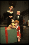 Mary Bracken Phillips as Grace, John Schuck as Daddy Warbucks, Allison Smith as Annie w. Sandy in a scene from the Broadway production of the musical "Annie."