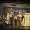 2L-4L) Mary Bracken Phillips as Grace, John Schuck as Daddy Warbucks, Allison Smith as Annie in a scene from the Broadway production of the musical "Annie."