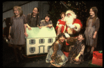 Allison Smith as Annie (C) w. Santa Claus and orphans in a scene from the Broadway production of the musical "Annie."