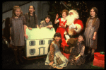 Allison Smith as Annie (C) w. Santa Claus and orphans in a scene from the Broadway production of the musical "Annie."