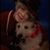 Betty Hutton as Miss Hannigan w. Sandy in a scene from the Broadway production of the musical "Annie."