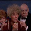 Betty Hutton as Miss Hannigan, Allison Smith as Annie, and John Schuck as Daddy Warbucks in a scene from the Broadway production of the musical "Annie."