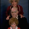 Betty Hutton as Miss Hannigan, Allison Smith as Annie, and John Schuck as Daddy Warbucks in a scene from the Broadway production of the musical "Annie."