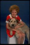 Actress Theda Stemler as Annie w. Sandy from the Philadelphia production of the musical "Annie."