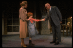 Kristi Coombs as Annie and Reid Shelton as Daddy Warbucks w. Grace in a scene from the New Orleans production of the musical "Annie."
