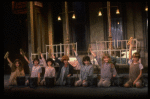 Kristi Coombs as Annie (C) w. orphans in a scene from the New Orleans production of the musical "Annie."