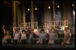 Kristi Coombs as Annie (C) w. orphans in a scene from the New Orleans production of the musical "Annie."